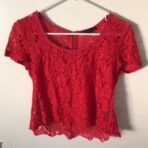 Red Lace Crop Top